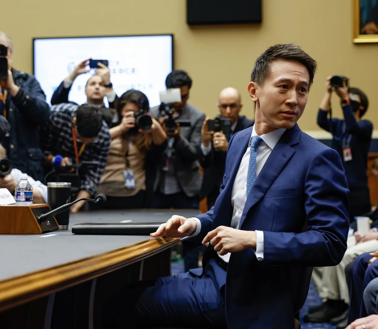 TikTok CEO Shou Zi Chew about to testify before the House Energy and Commerce Committee in March 2023.